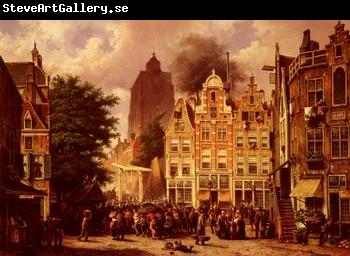 unknow artist European city landscape, street landsacpe, construction, frontstore, building and architecture.064